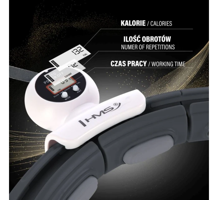 MAGNETICKÝ HULA HOP SET ČERNÝ HHM15 S POČÍTADLEM HMS + ZEŠTÍHLUJÍCÍ PÁS BR163 ČERVENÝ