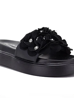 Dámské žabky s květinovou platformou černé by S.Barski model 22117605 - D&A