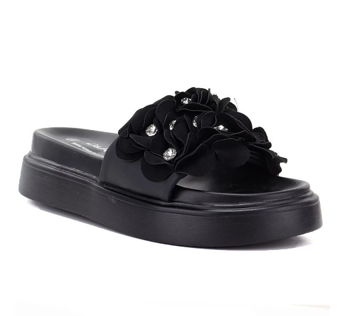 Dámské žabky s květinovou platformou černé by S.Barski model 22117605 - D&A