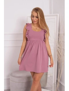 Šaty s volánky na bocích tmavě růžové