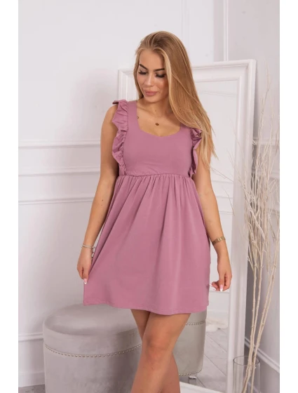 Šaty s volánky na bocích tmavě růžové