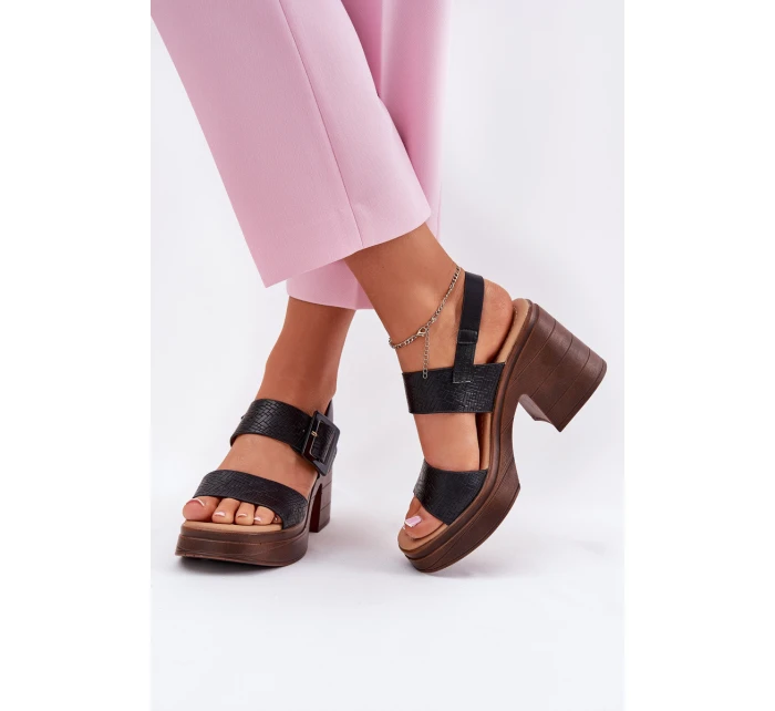 Dámské sandály na masivním podpatku a platformě Černé model 21695414 - VINCEZA