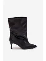 Nazouvací dámské boty na podpatku černé model 21707769 - Boto
