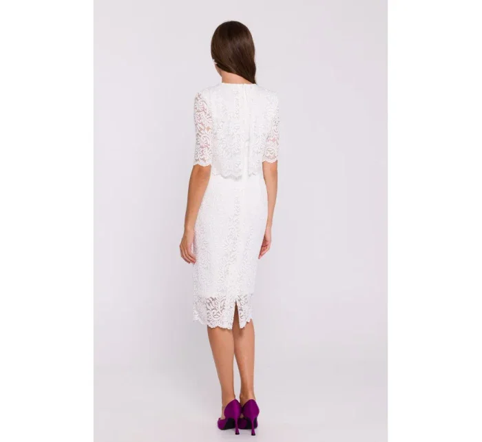 Krajkové šaty s  ecru model 20531284 - STYLOVE