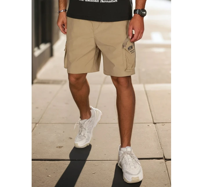 Pánské látkové bojové šortky khaki Dstreet SX2511