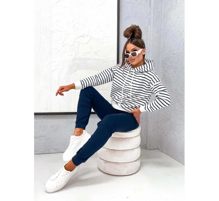 Tmavě modrý dámský bavlněný teplákový komplet s mikinou model 21777414 - Moon