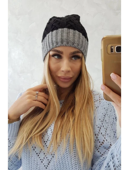 Fleecová čepice Bibiana K264 tmavě šedá+černá Fleecová čepice Bibiana K264 tmavě šedá+černá