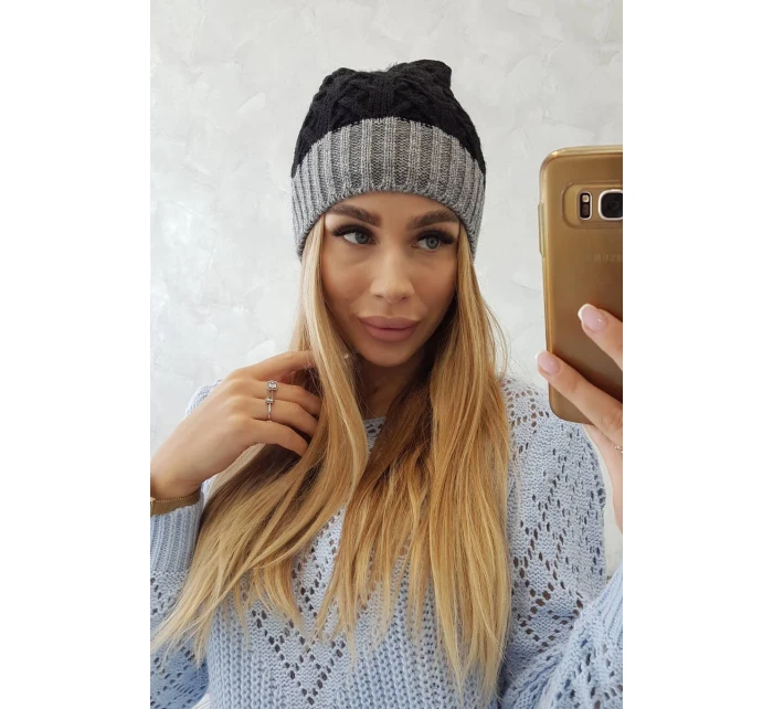 Fleecová čepice Bibiana K264 tmavě šedá+černá Fleecová čepice Bibiana K264 tmavě šedá+černá