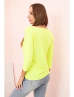 Dámská halenka s lodičkovým výstřihem žlutá neonová Dámská halenka s lodičkovým výstřihem žlutá neonová
