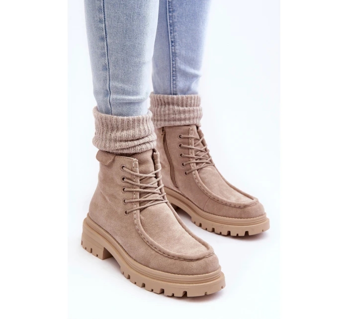 Dámské Boty Na Zip Bežové model 21636271 - Boto Dámské Boty Na Zip Bežové model 21636271 - Boto