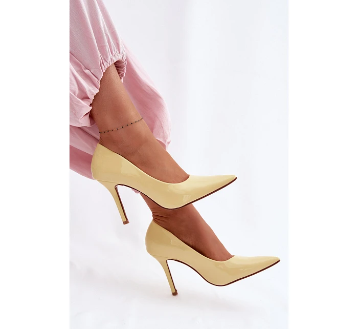 Klasické lakované lodičky z umělé kůže Žluté Odira