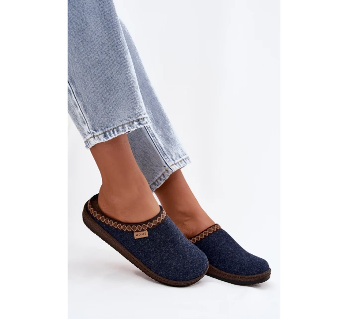Dámské pantofle s výšivkou Inblu – tmavě modré