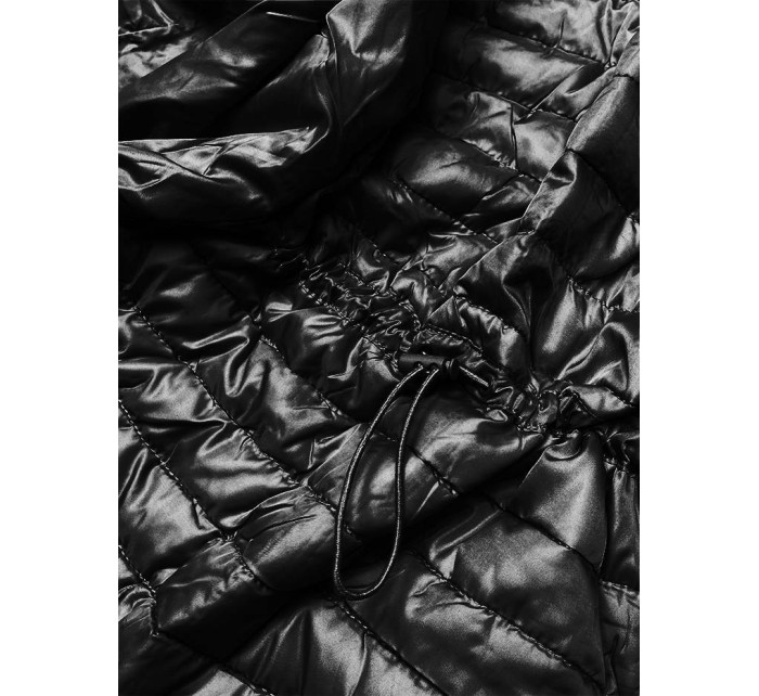 Černá lesklá dámská prošívaná bunda (N-6107-1)