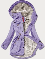 Dámská zimní bunda parka ve vřesové barvě se vsadkami z eko kůže model 21246303 - LHD Dámská zimní bunda parka ve vřesové barvě se vsadkami z eko kůže model 21246303 - LHD