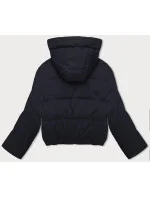Tmavě modrá krátká dámská bunda pro přechodné období s odepínací kapucí J Style (16M9088-215) Tmavě modrá krátká dámská bunda pro přechodné období s odepínací kapucí J Style (16M9088-215)