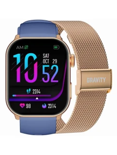 Dámské chytré hodinky GRAVITY GT28-8 řemínek + náramek růžové zlato námořnická modř