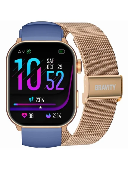 Dámské chytré hodinky GRAVITY GT28-8 řemínek + náramek růžové zlato námořnická modř Dámské chytré hodinky GRAVITY GT28-8 řemínek + náramek růžové zlato námořnická modř