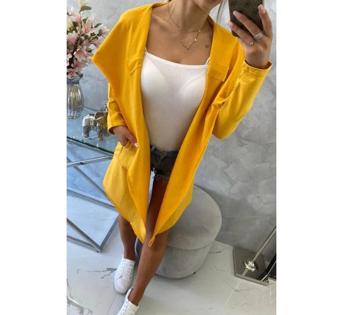 Volná bunda s kapucí v hořčicové barvě Volná bunda s kapucí v hořčicové barvě