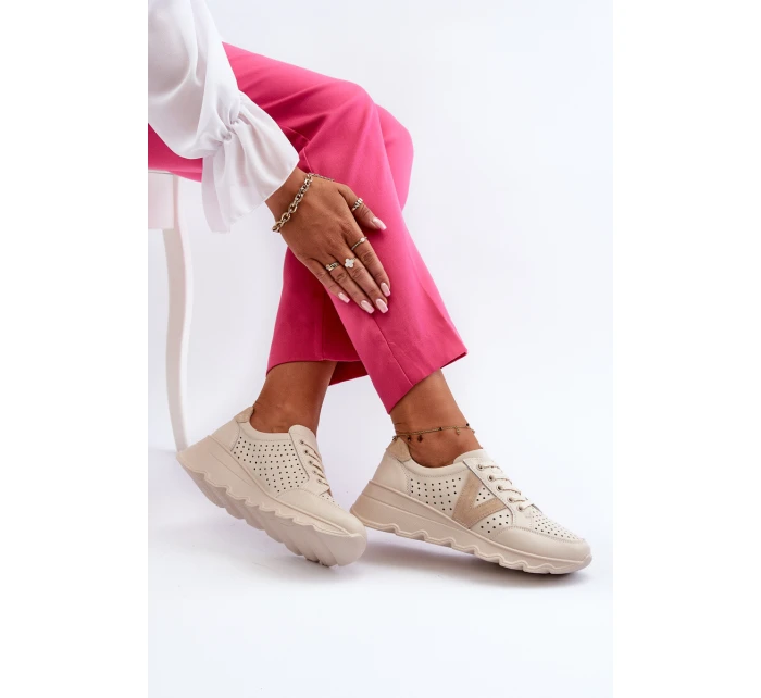 Dámské kožené lehké sportovní boty béžové Eleonori Dámské kožené lehké sportovní boty béžové Eleonori