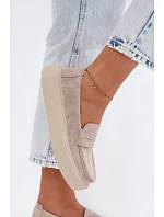 Mokasiny z přírodního semiše na platformě Vinceza Béžové