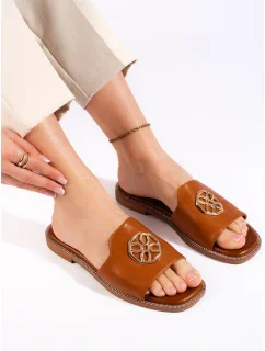 Originální dámské nazouváky hnědé bez podpatku