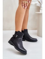 Zateplené Boty Na Plochém Podpatku Se Páskem Černé model 21675492 - EVENTO Zateplené Boty Na Plochém Podpatku Se Páskem Černé model 21675492 - EVENTO