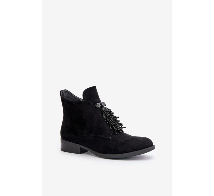 Zateplené Nízké Boty S Dekorací Na Zip Černé S.Barski HY42-715