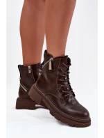 Kožené dámské pracovní kozačky s vyhříváním Big Star SS274453 hnědé