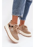 Zateplené dámské tenisky na platformě béžové Florinda Zateplené dámské tenisky na platformě béžové Florinda