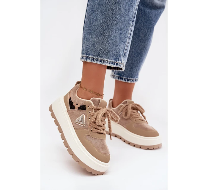 Zateplené dámské tenisky na platformě béžové Florinda Zateplené dámské tenisky na platformě béžové Florinda