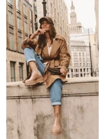 Lakované kožené boty na platformě Big Star Béžová Lakované kožené boty na platformě Big Star Béžová