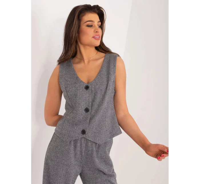 Dámská vesta LK KZ 509564 1.01X Šedá s černou - FPrice