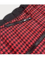 Černo-červená dámská vzorovaná bunda (W716-1)