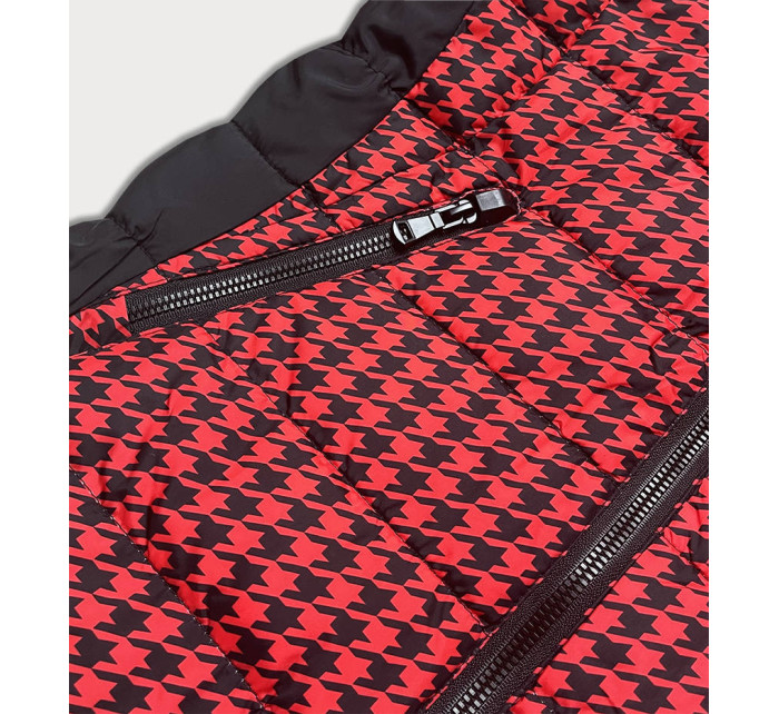 Černo-červená dámská vzorovaná bunda (W716-1)