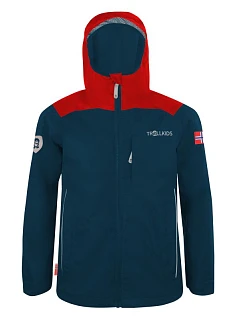 Dětská bunda Trollkids Bergen Jacket bright red/mystery blue (610-410) do deště pro chlapce/dívky