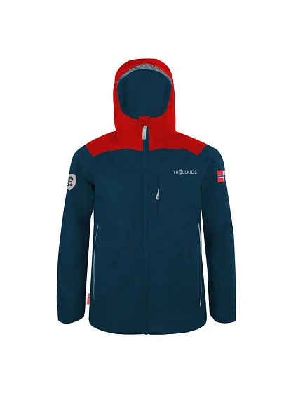 Dětská bunda Trollkids Bergen Jacket bright red/mystery blue (610-410) do deště pro chlapce/dívky Dětská bunda Trollkids Bergen Jacket bright red/mystery blue (610-410) do deště pro chlapce/dívky