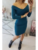Přiléhavé šaty s véčkovým výstřihem marine