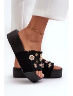 Dámské žabky na platformě s přezkami Černé