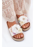 Dámské sandály s květinami platforma s pletením bílé Zenvanis Dámské sandály s květinami platforma s pletením bílé Zenvanis