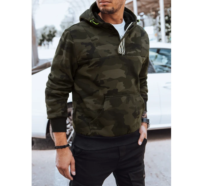 Pánská mikina s kapucí moro zelená model 21970372 - Dstreet