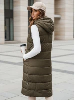 Dámská dlouhá prošívaná zelená vesta Dstreet model 21993367 - FashionStreet