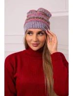 Čepice s fleecem Patrycja K254 fialová+šedá Čepice s fleecem Patrycja K254 fialová+šedá