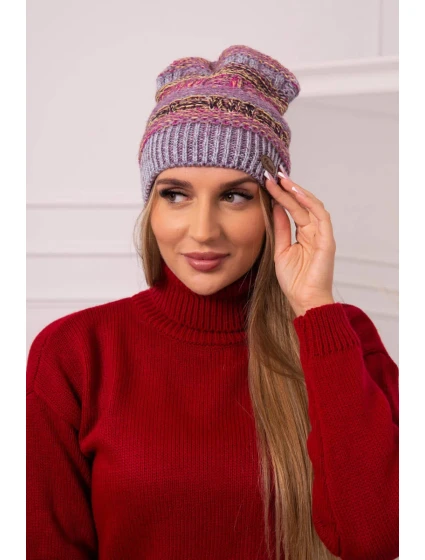 Čepice s fleecem Patrycja K254 fialová+šedá Čepice s fleecem Patrycja K254 fialová+šedá