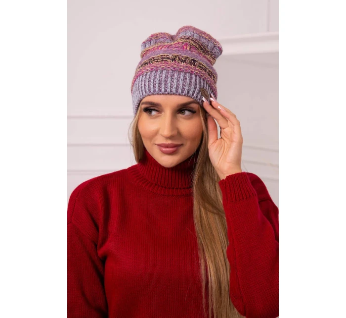 Čepice s fleecem Patrycja K254 fialová+šedá Čepice s fleecem Patrycja K254 fialová+šedá