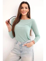 Dámská blůza z model 21937962 s kulatým výstřihem a dlouhým rukávem tmavě mátová - K-Fashion Dámská blůza z model 21937962 s kulatým výstřihem a dlouhým rukávem tmavě mátová - K-Fashion