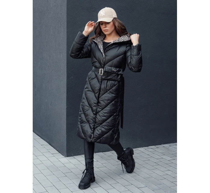 Dámský zimní prošívaný kabát s kapucí CELESTIE černý FashionStreet TY4513