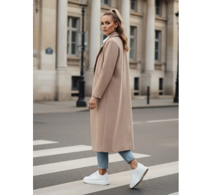 Dámský oversize kabát dlouhý velbloudí Dstreet model 21982230 - FashionStreet