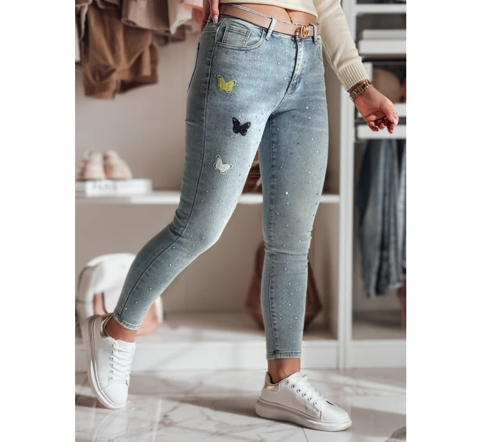 Dámské džínové úzké kalhoty se zdobením LUMITTA modrá FashionStreet UY2429