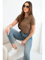 Dámské kalhoty M.sara s push-up efektem a středním pasem jeansové modré