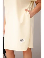 Dámské šaty Plus Size s krátkým rukávem a kapsami žlutá